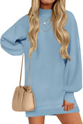 Turtleneck Sweater Dress Oversized Lantern Sleeve - Cozy Fall