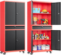 SISESOL Metal Storage Cabinet with Wheels and Drawer - 73in Mobile