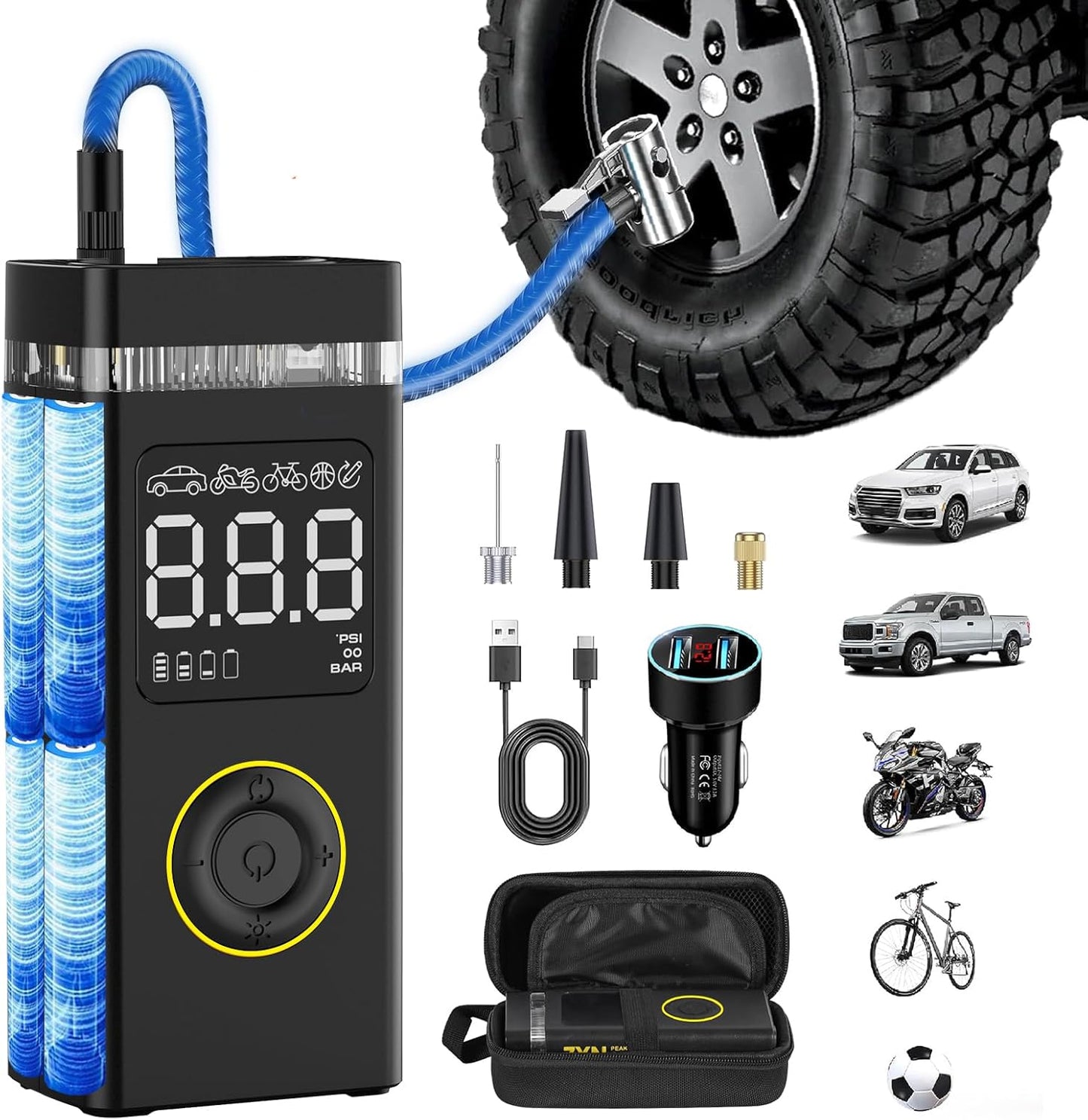 ZXNcar Smart Cordless Tire Inflator - 5X Faster Inflation!