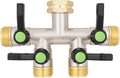 4 Way Hose Splitter Brass High Flow Garden Splitter - Durable Control