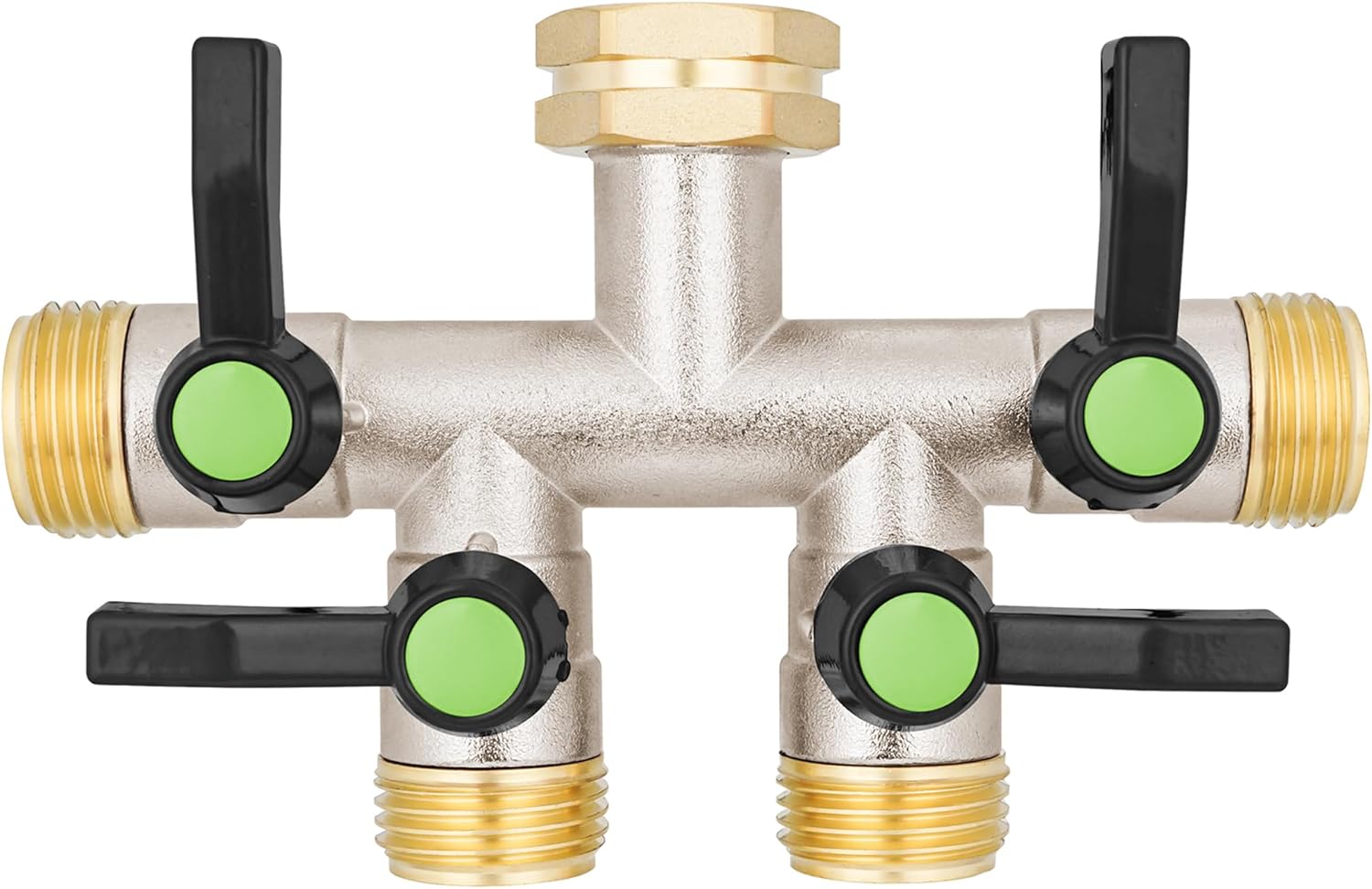 4 Way Hose Splitter for High Flow Water Spigot Connection