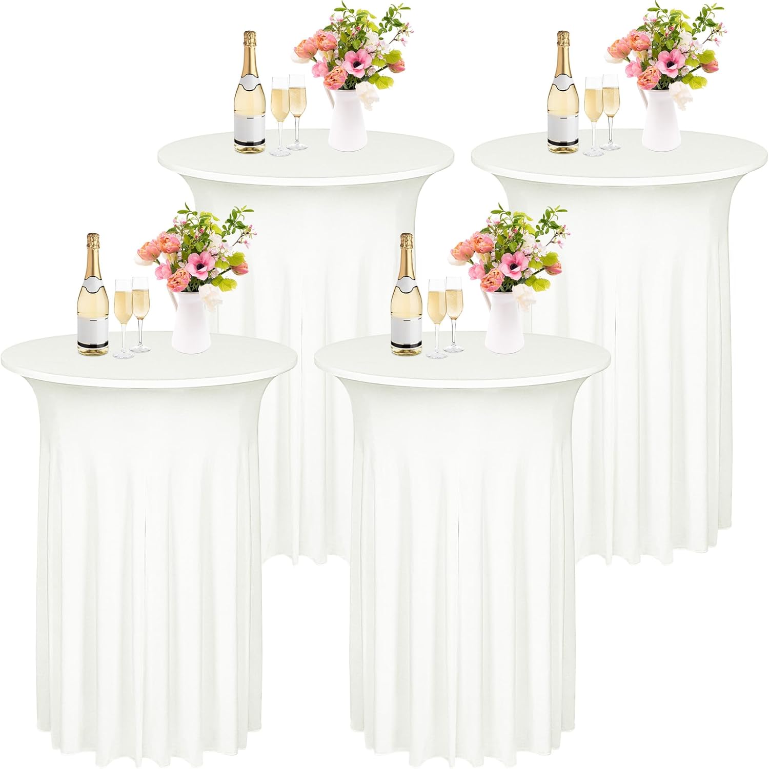 Elegant 4 Pieces Cocktail Table Skirt for Weddings and Parties