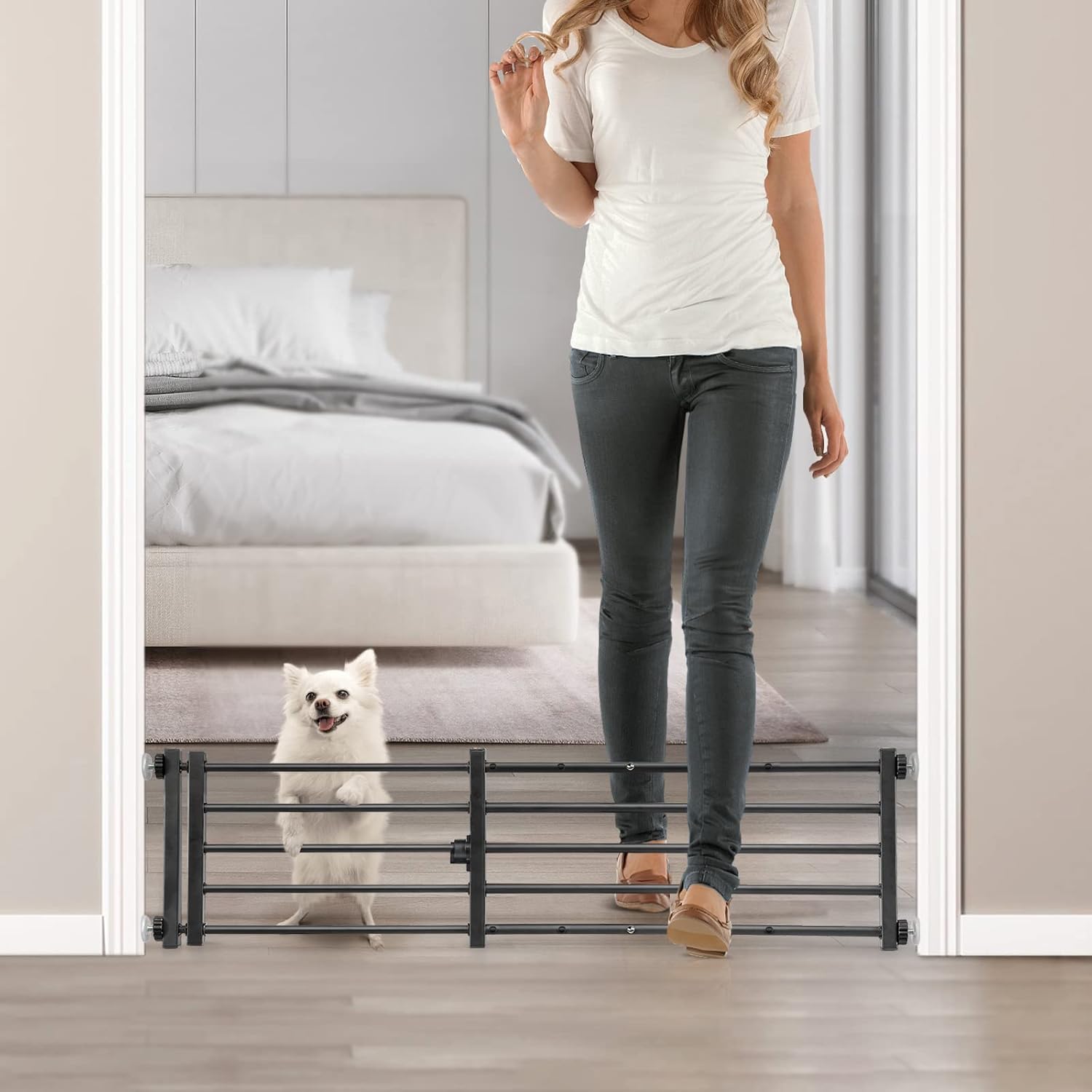 Malier Indoor Dog Gate with Door for Small Pets and Puppies