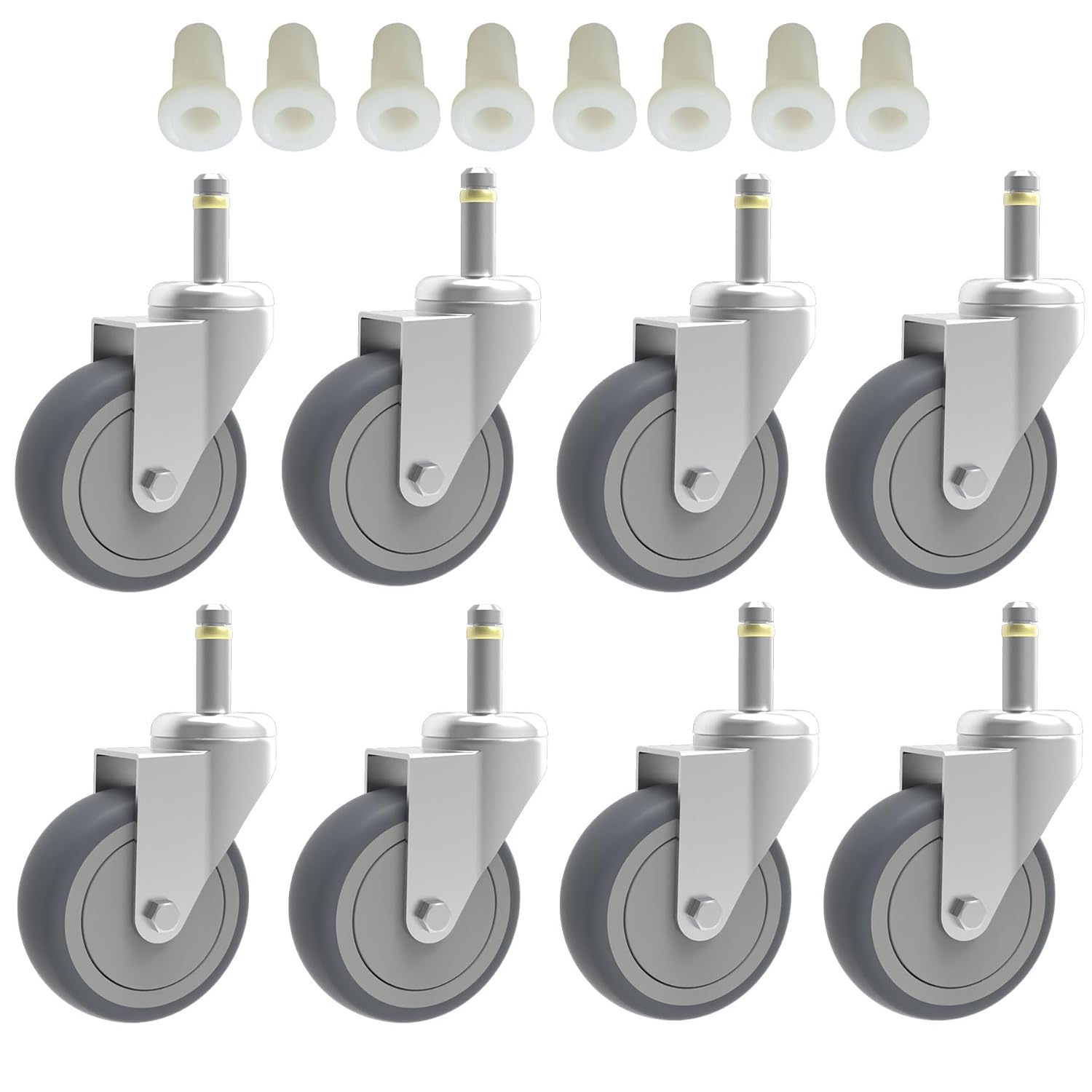 3-Inch Swivel Stem Caster Wheels for Heavy Duty Use - 8 Pack