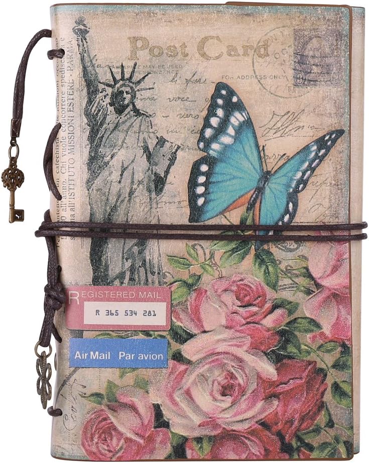 MALEDEN Vintage Travel Journal - Unlined Pages & Zipper Pocket