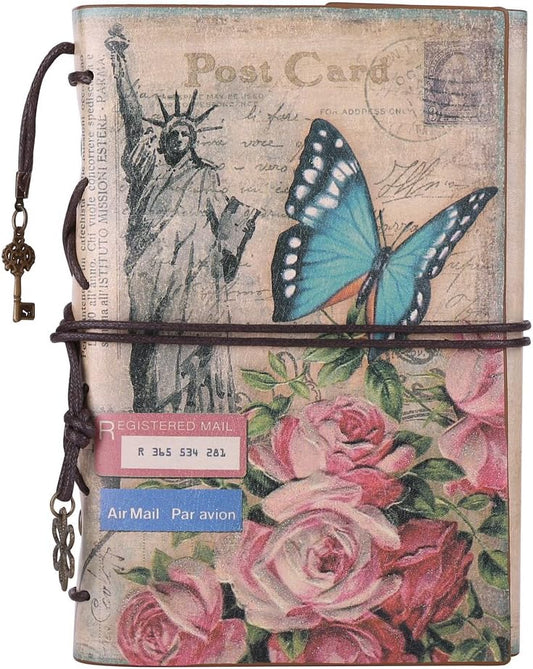 MALEDEN Vintage Travel Journal - Unlined Pages & Zipper Pocket