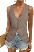 Tankaneo Womens Scoop Neck Blazer Vest for Summer Style