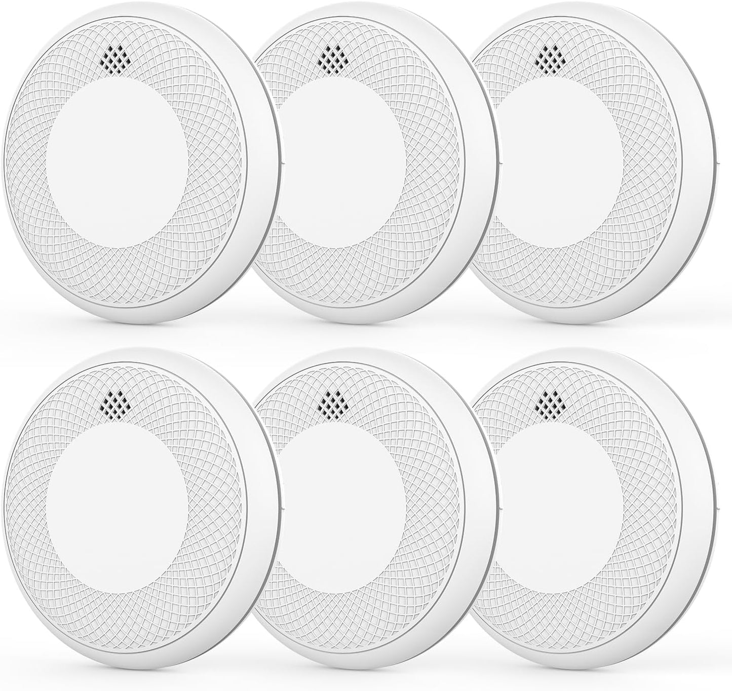 Fire Alarms Smoke Detectors with 10-Year Battery Life - 6 Pack