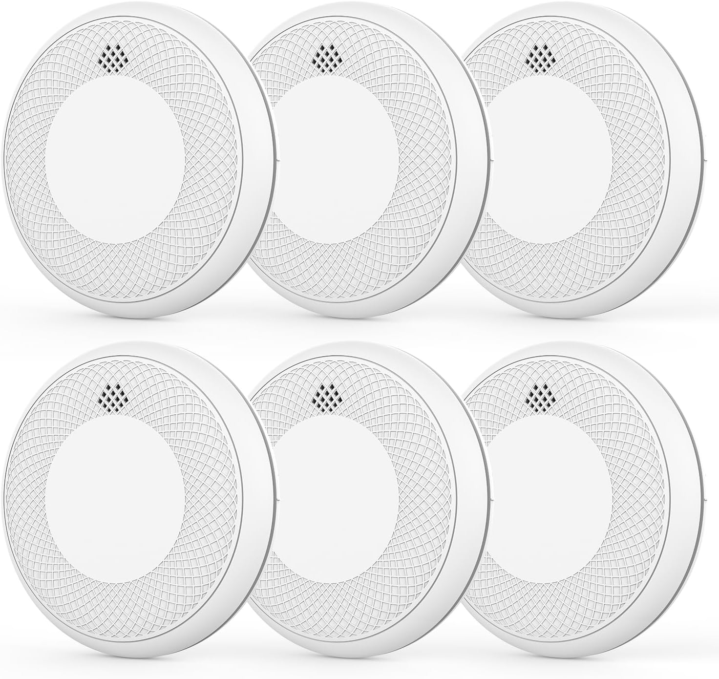 Fire Alarms Smoke Detectors with 10-Year Battery Life - 6 Pack
