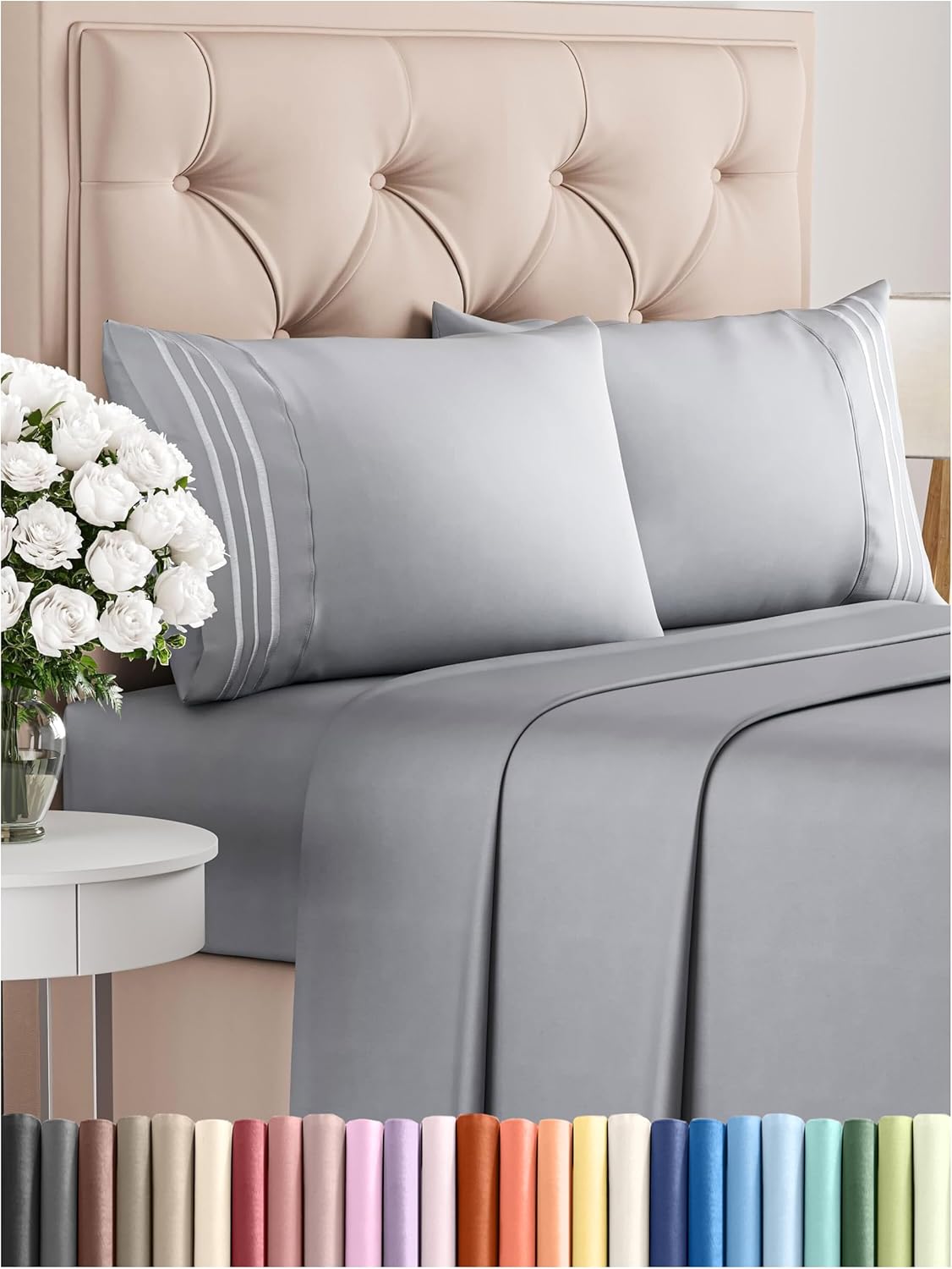 Queen Size 4 Piece Sheet Set - Comfy Breathable & Cooling
