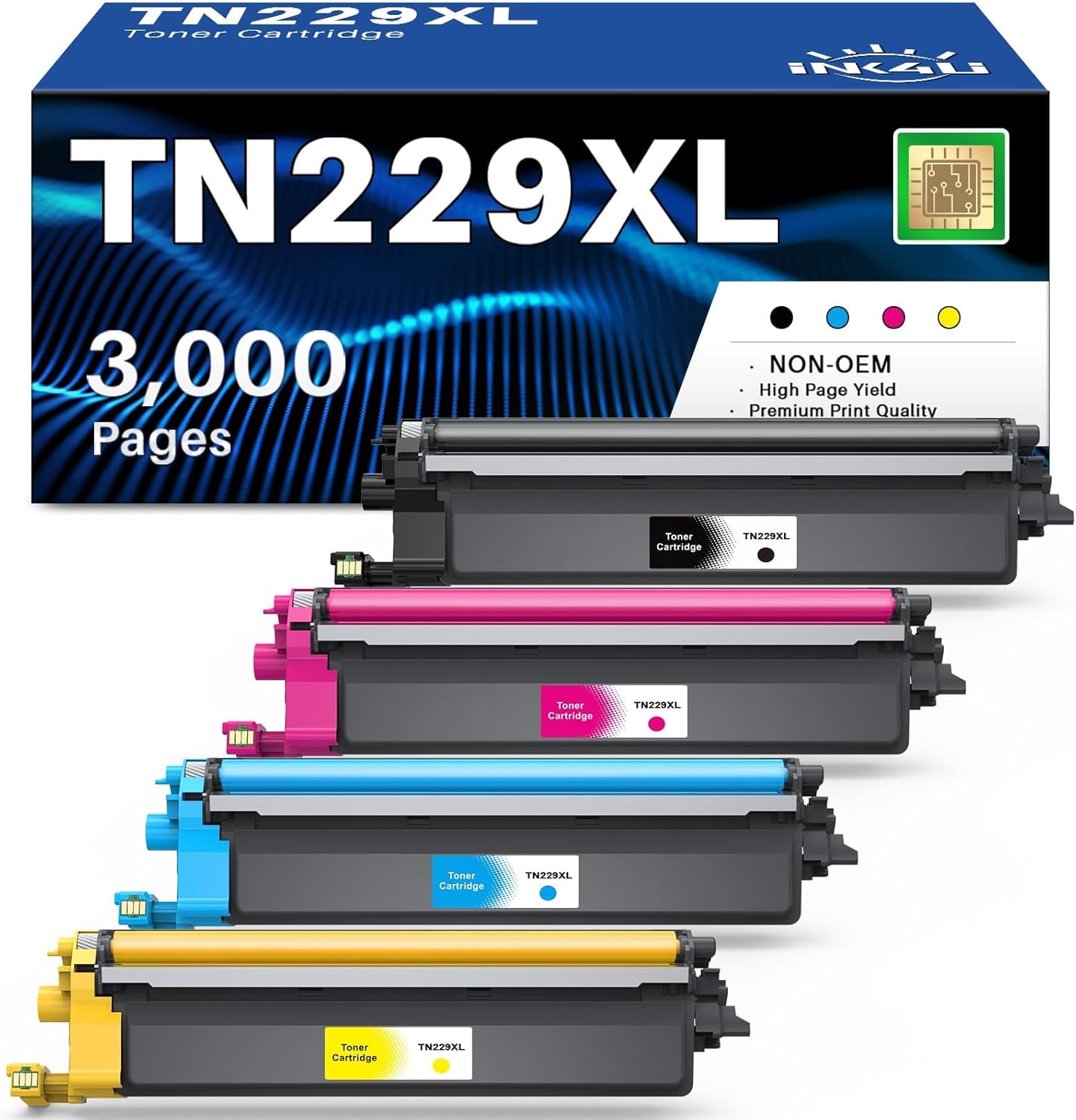 TN229XL Toner Cartridge Replacement for Brother Printers - 4-Pack