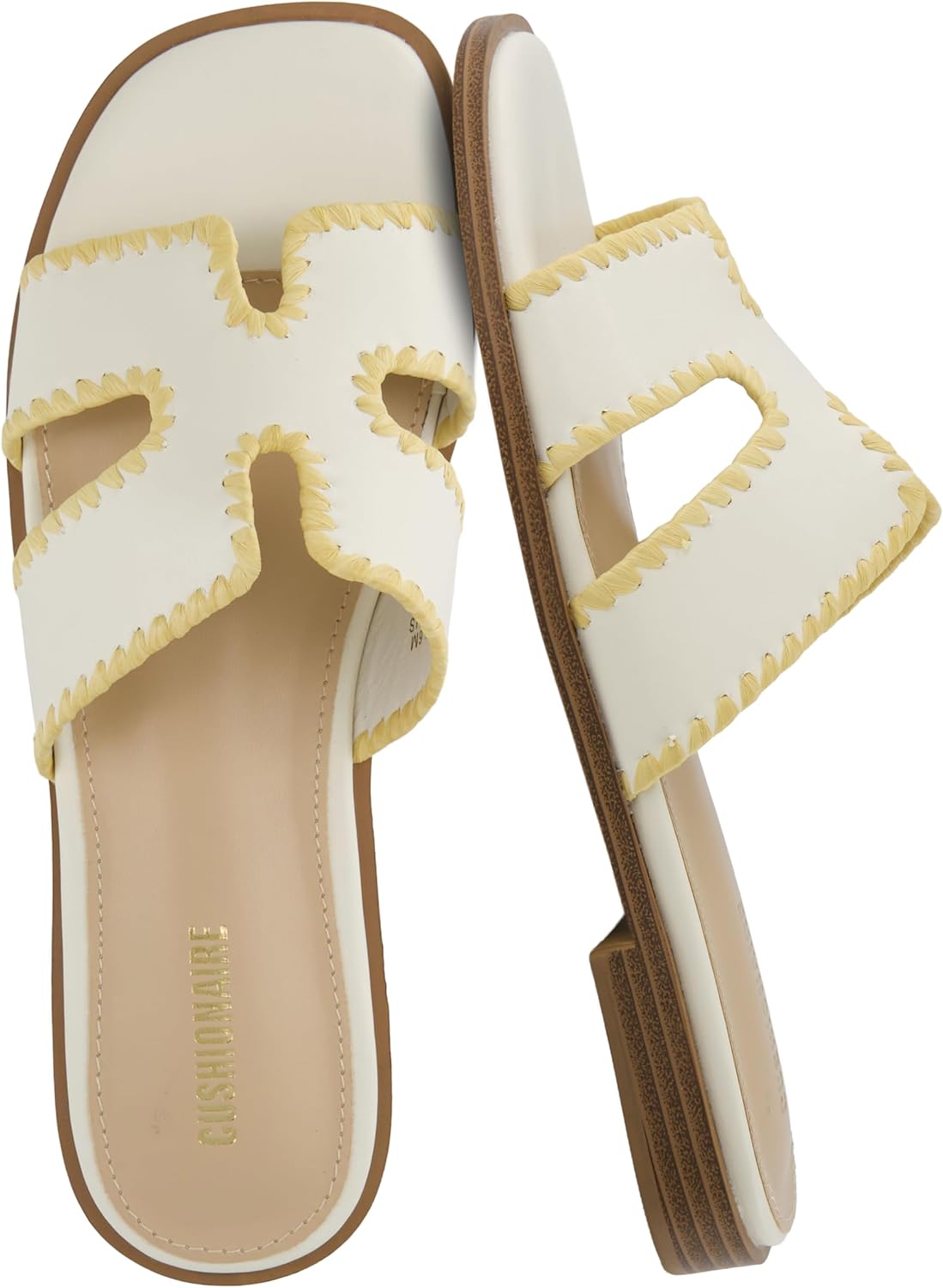 CUSHIONAIRE Voyage Cutout Strap Slides for Women - Trendy Sandals
