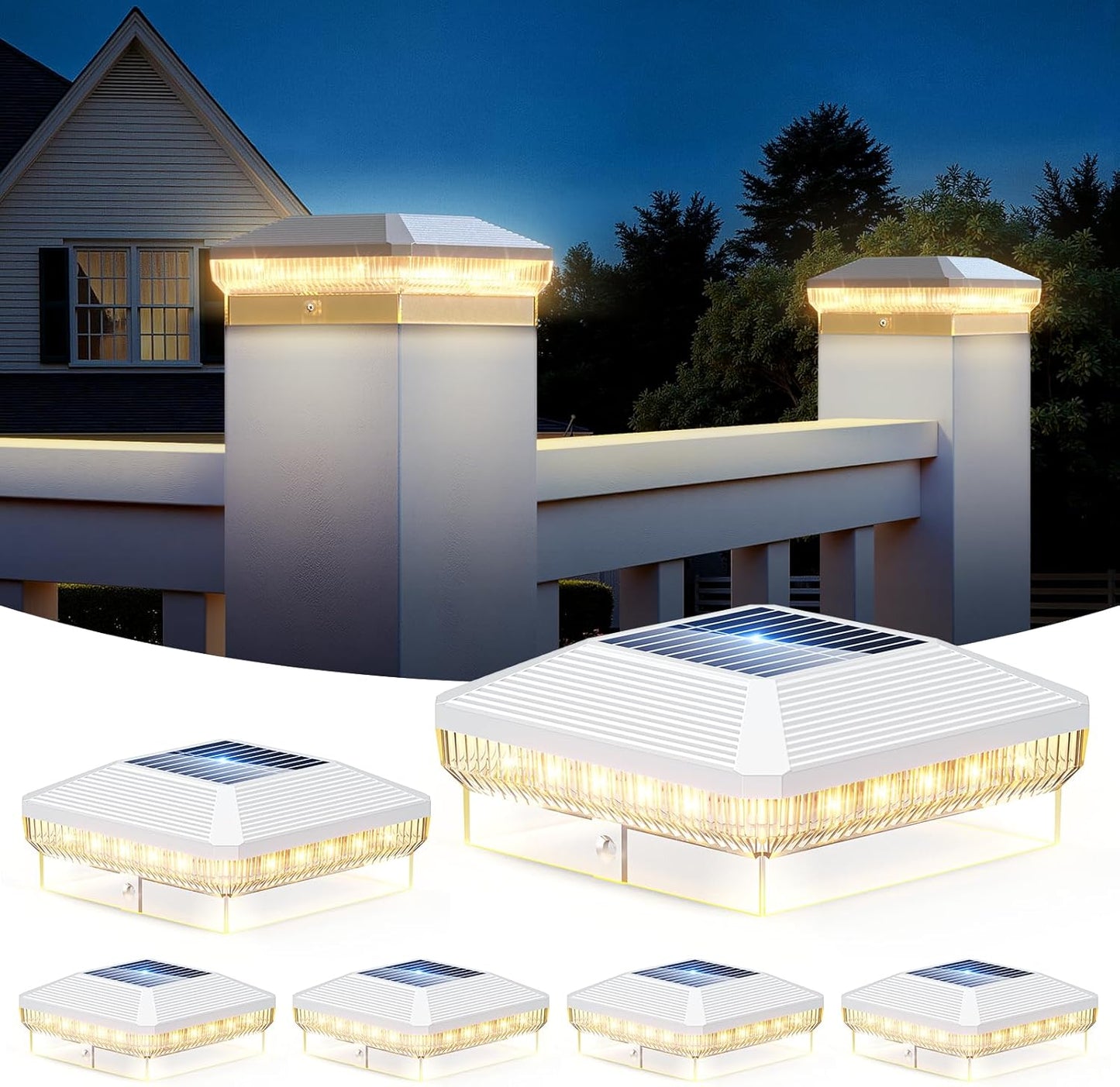 LETMY 6 Pack Solar Post Cap Lights Outdoor for 4x4 Posts