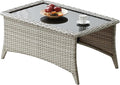 Patio Tables Wicker Coffee Table - Light Grey Outdoor Rattan Table