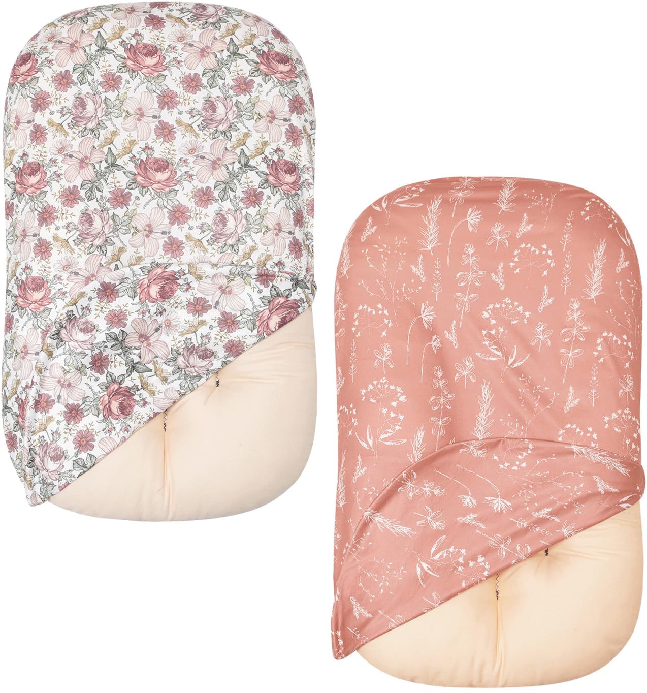 Soft Cotton 2 Pack Baby Lounger Covers - Vintage Floral Delight