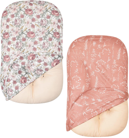 Soft Cotton 2 Pack Baby Lounger Covers - Vintage Floral Delight
