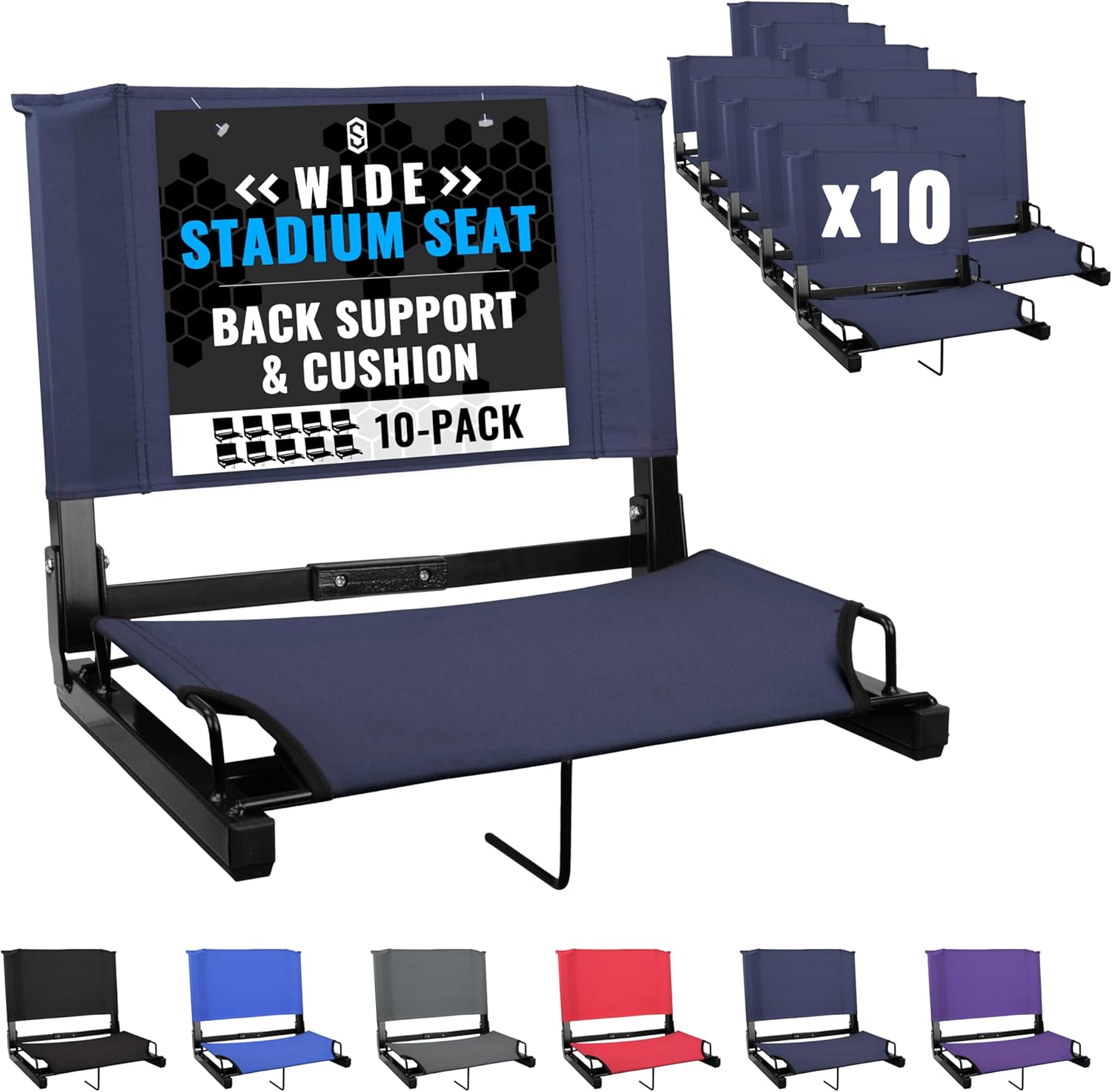 Sports Unlimited Bleacher Chairs with Back Support and Cushion