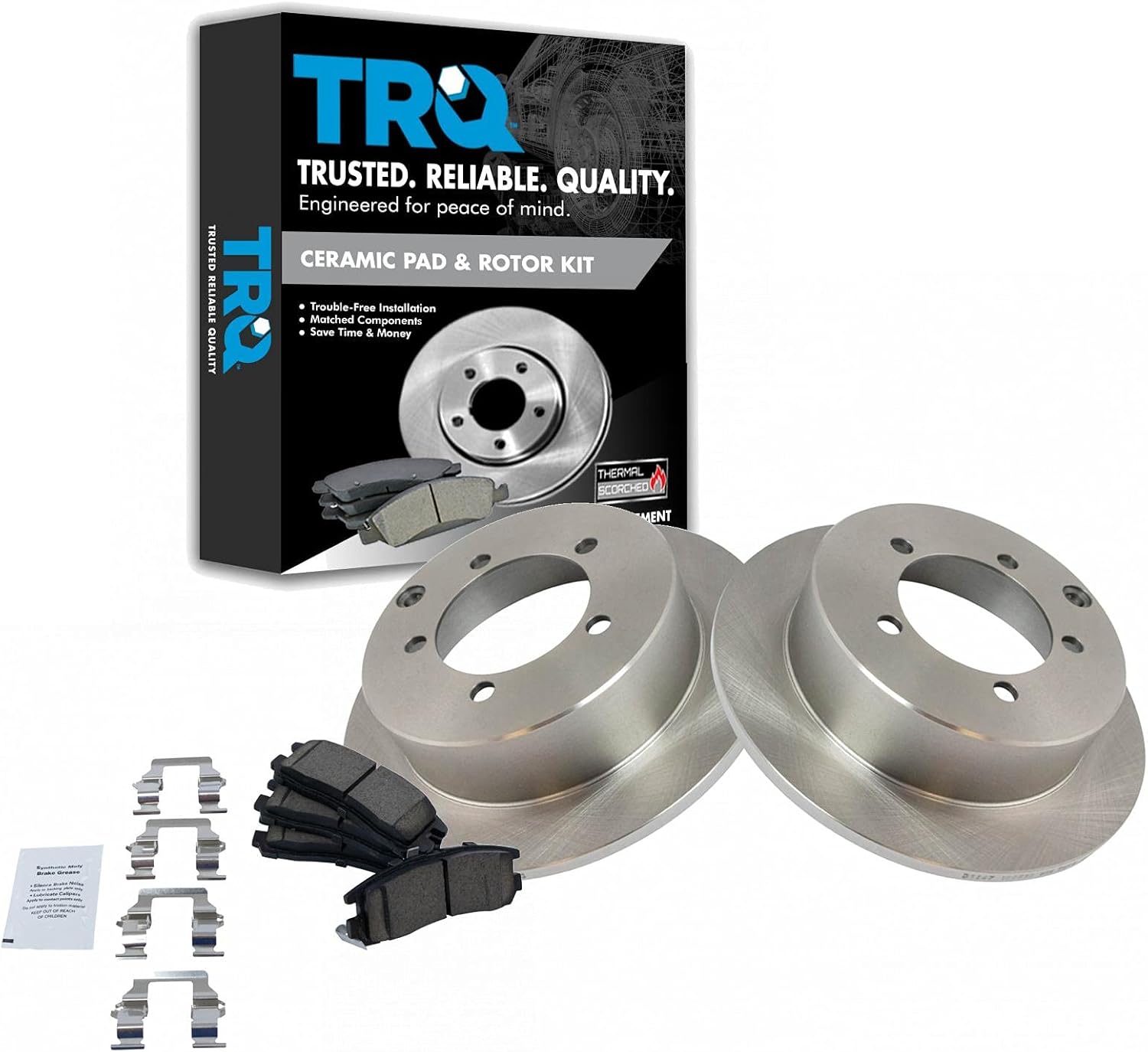 TRQ Rear Posi Ceramic Brake Pad & Rotor Set for Chrysler Sebring