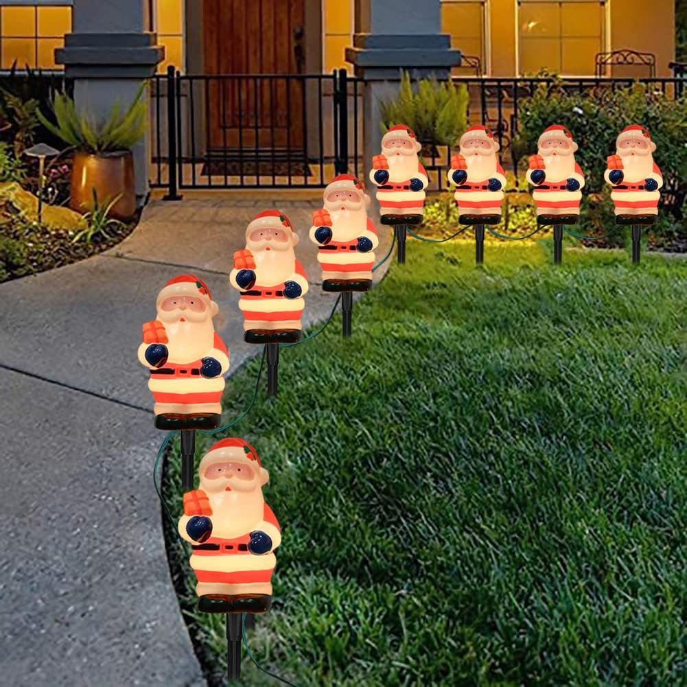 Goothy 2 Sets Santa Christmas Pathway Stakes Lights for Yard
