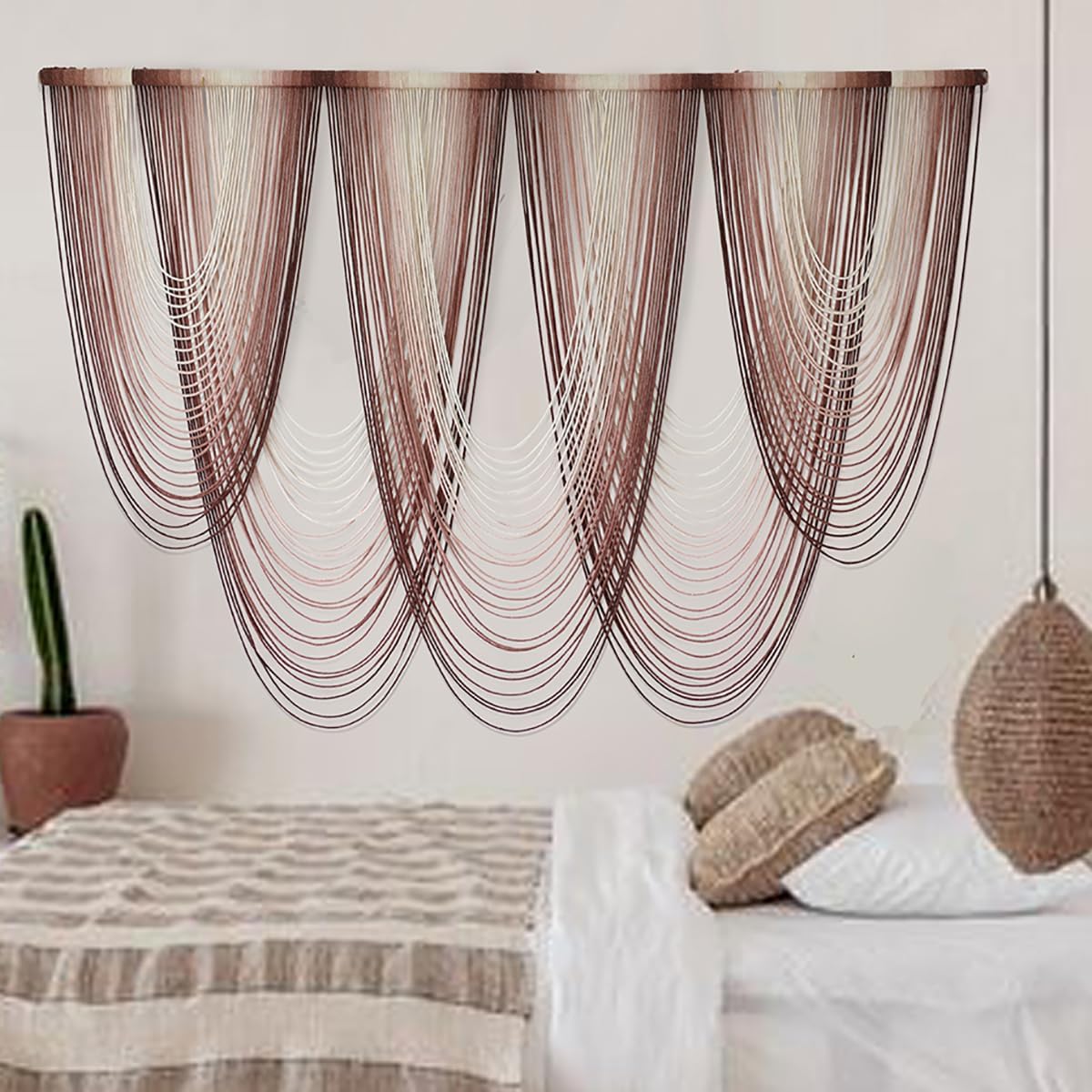 IOWER Macrame Wall Hanging Pink Dip-Dyed Large Decor