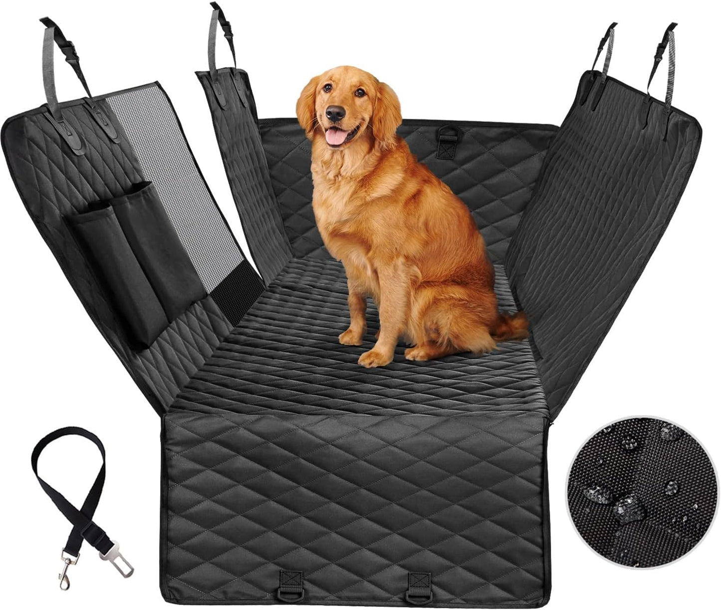 Waterproof Dog Car Seat Cover with Window & Anti-Slip Hammock