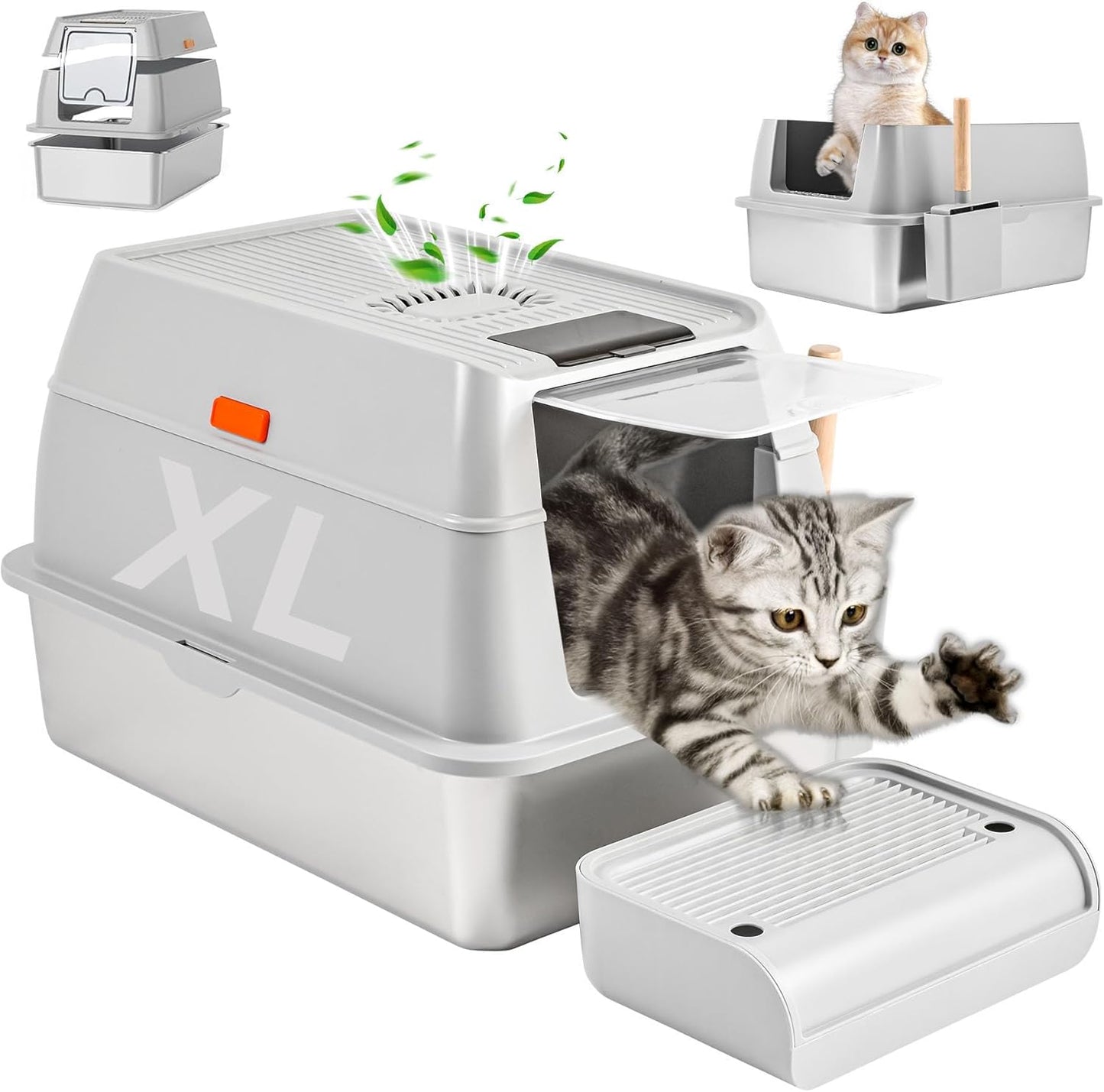 Stainless Steel XL Cat Litter Box - Anti-Leakage & Easy Clean - SARSTRY