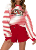 Christmas Sweat Shorts Set Women Merry Xmas Jolly Sequin Outfit - Cozy