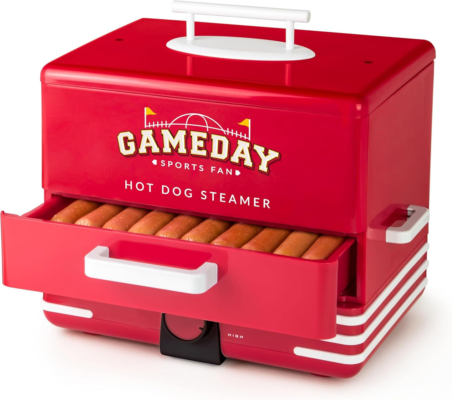 Nostalgia Game Day Hot Dog Steamer and Bun Warmer for Parties