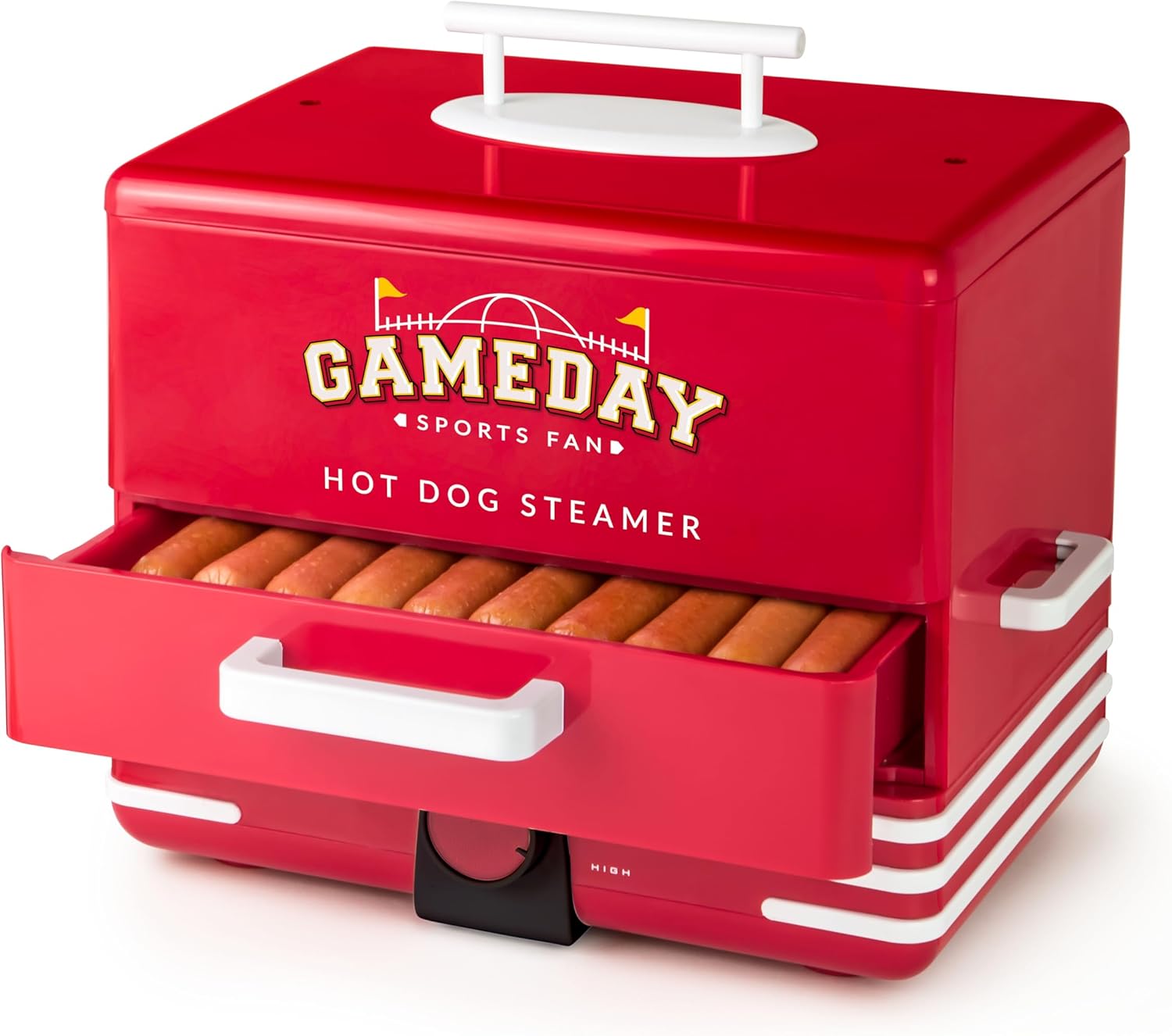 Nostalgia Game Day Hot Dog Steamer and Bun Warmer for Parties