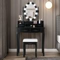 Makeup Vanity Table with 10 LED Lights and 4 Drawers - Sleek Black