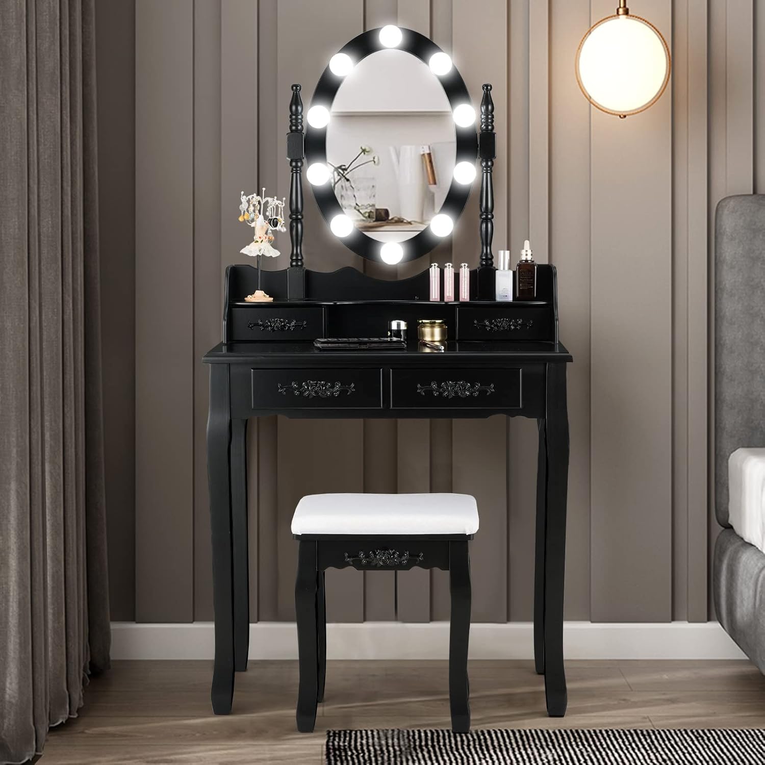 Giantex Makeup Vanity Table with LED Lights and Rotatable Mirror