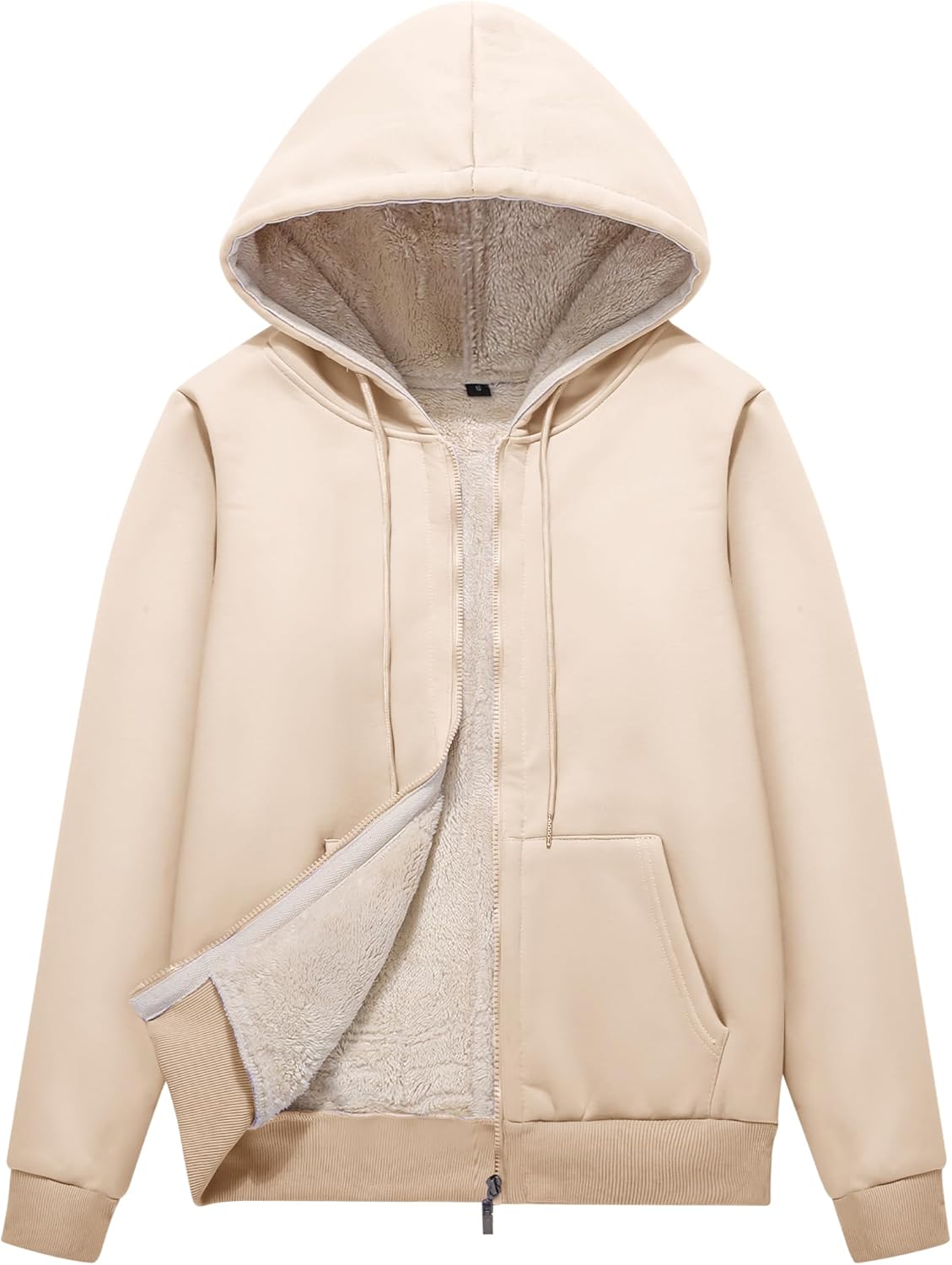 Flygo Women Winter Hoodies Zip Up Fleece Sherpa Lined Jacket