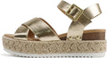 Women Round Toe Crisscross Band Platform Espadrille Wedge Sandal