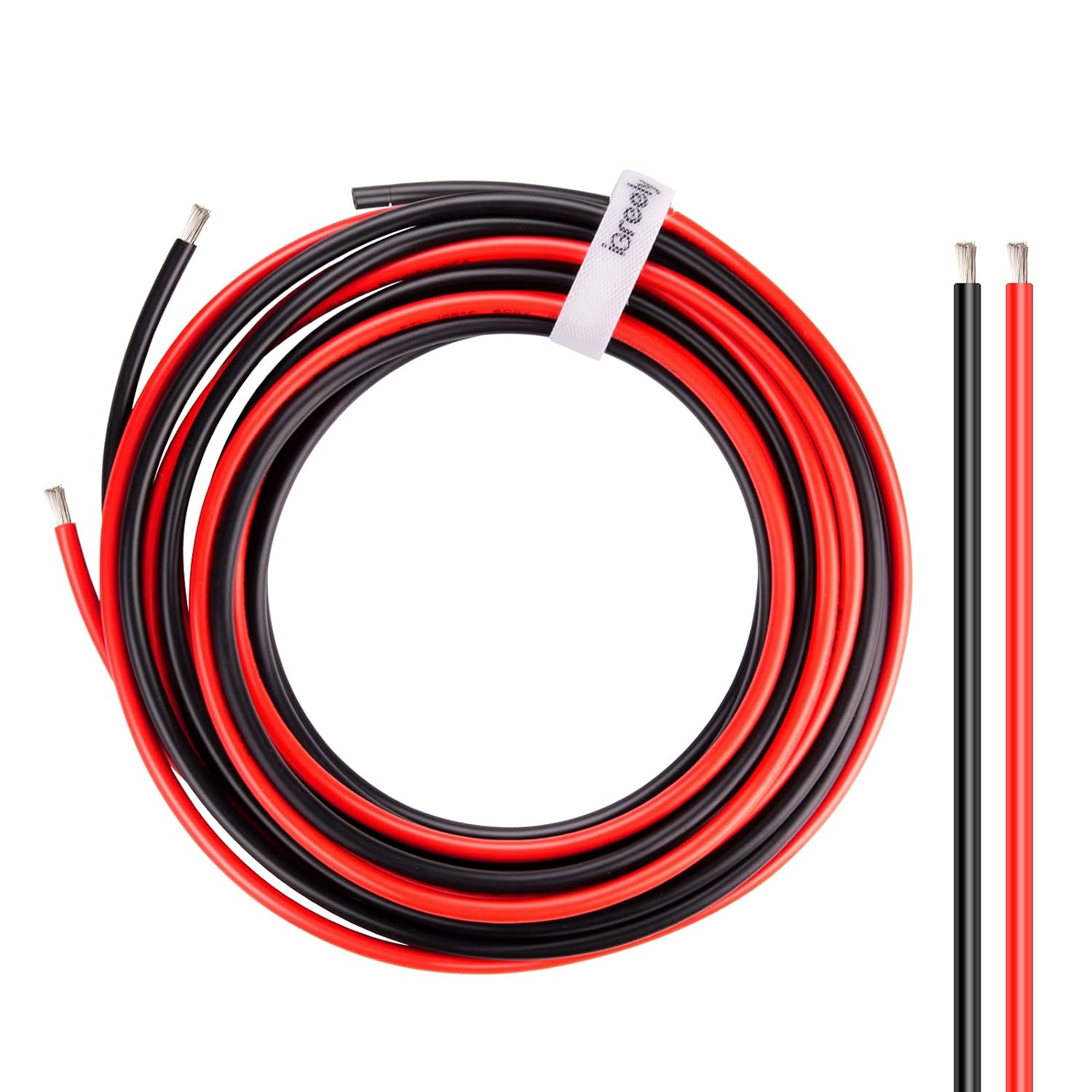 8 Gauge Wire - 30 FT Red & Black Tinned Copper Cable for Wiring