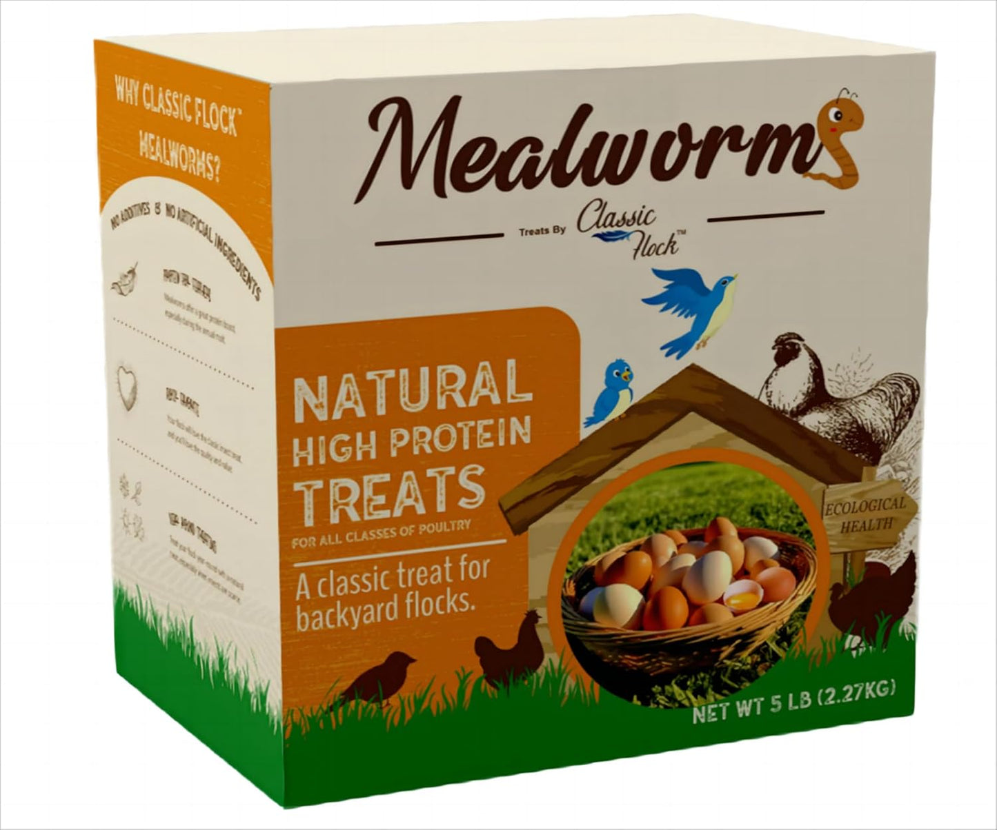 High Protein Dried Mealworms for Chickens and Birds - 5lb
