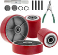 Pallet Jack Truck Wheels Full Set with Axles and Bearings - Durable