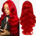 Red Lace Front Wig Human Hair 13x6 HD Body Wave - 26in Burgundy