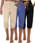 Ficerd Women's Capri Sweatpants Joggers - Comfortable Summer Lounge