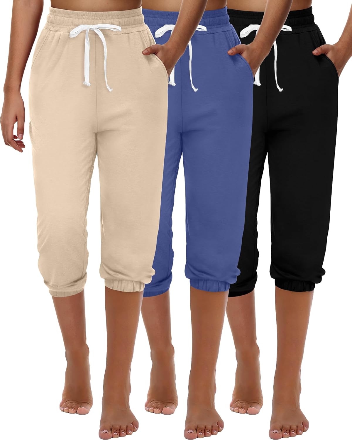 Ficerd Women's Capri Sweatpants Joggers for Summer Comfort