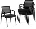 Sweetcrispy Mesh Back Stacking Arm Chairs 4 Pack - Comfortable