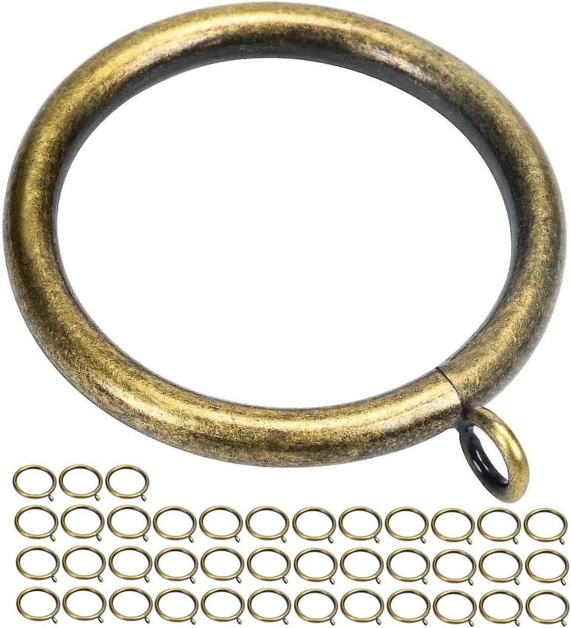 40Pcs Antique Brass Curtain Rings - Thick Metal, 1.73 Inner Diameter