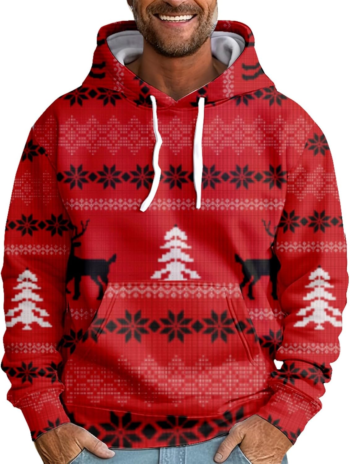 Cozy Elk Print Hoodie for Winter Joy!