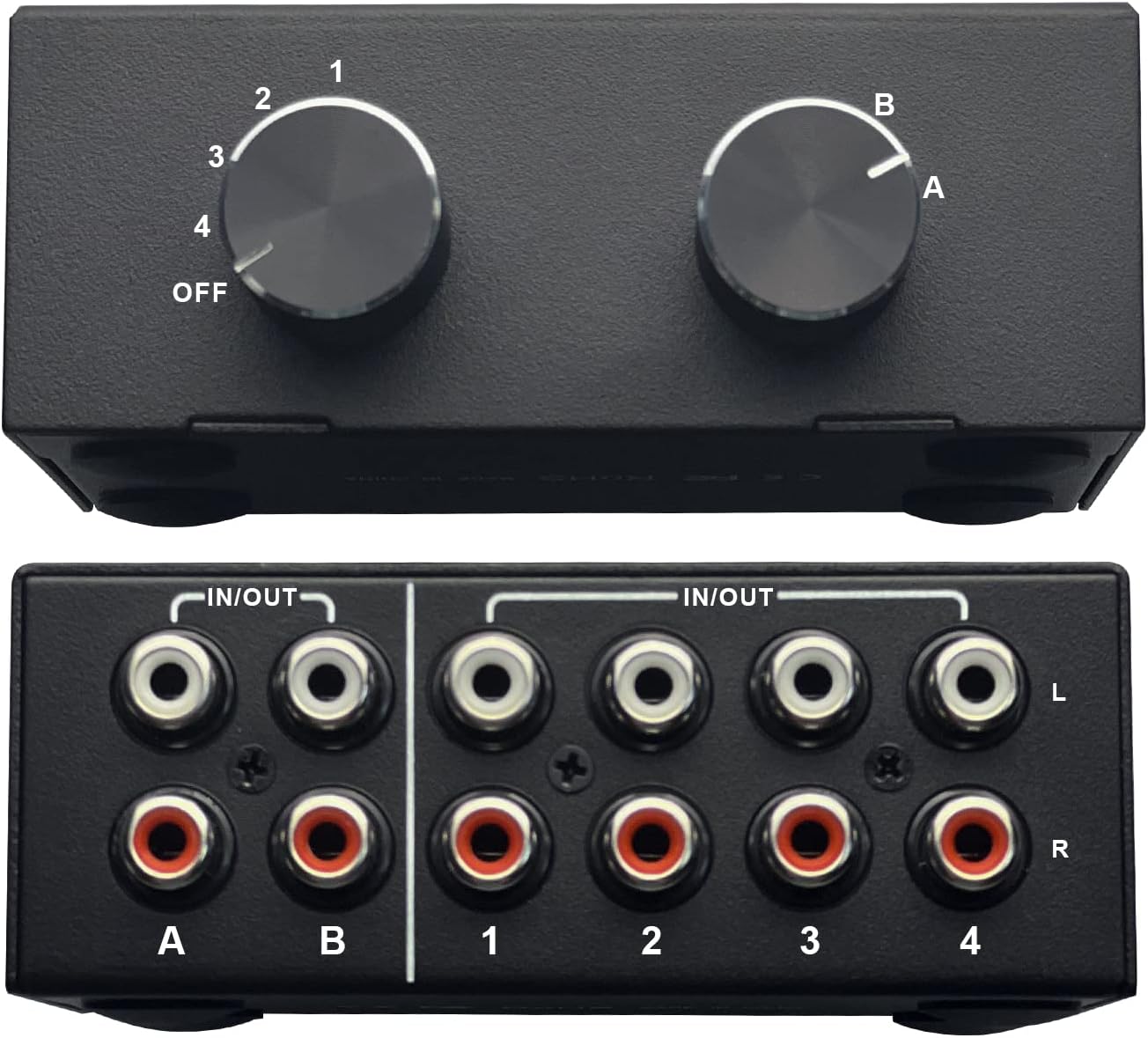 4-Port Bi-Directional RCA Audio Switcher for Stereo Sound