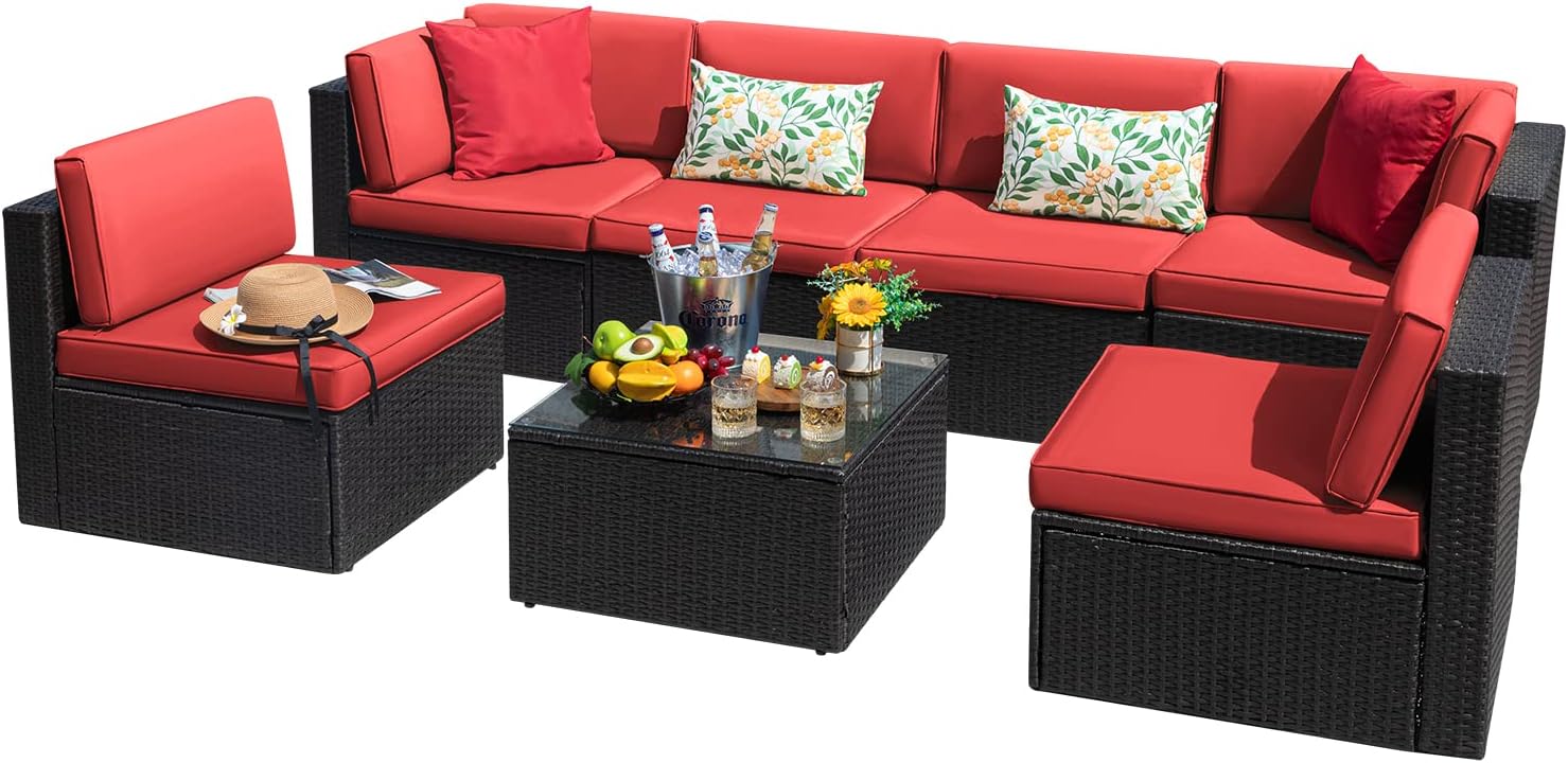 Devoko 7 Pieces Outdoor Sectional Sofa Set for Ultimate Comfort