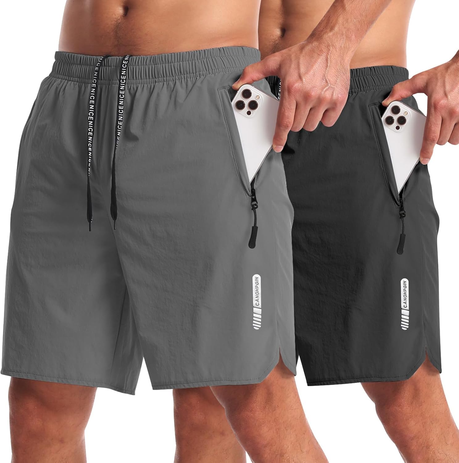 CANGHPGIN Mens Workout Athletic Shorts 7 Inch Quick Dry Design