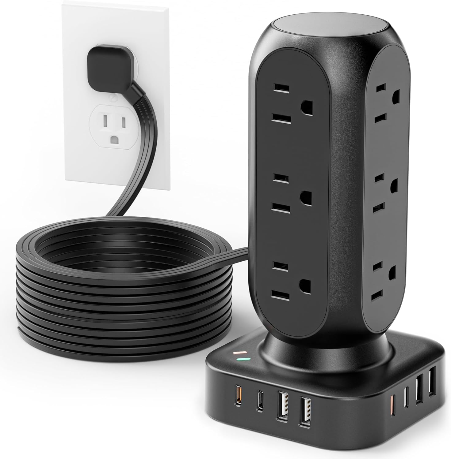 TenTrend Power Tower: Fast Charge Hub w/ 12 AC Outlets & 8 USB Ports