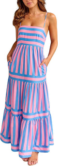 Chouyatou Women Spaghetti Strap Maxi Dress for Summer Fun