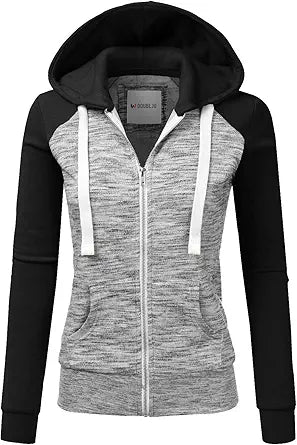 DOUBLJU Lightweight Thin Zip-Up Hoodie Jacket for Women Plus Size