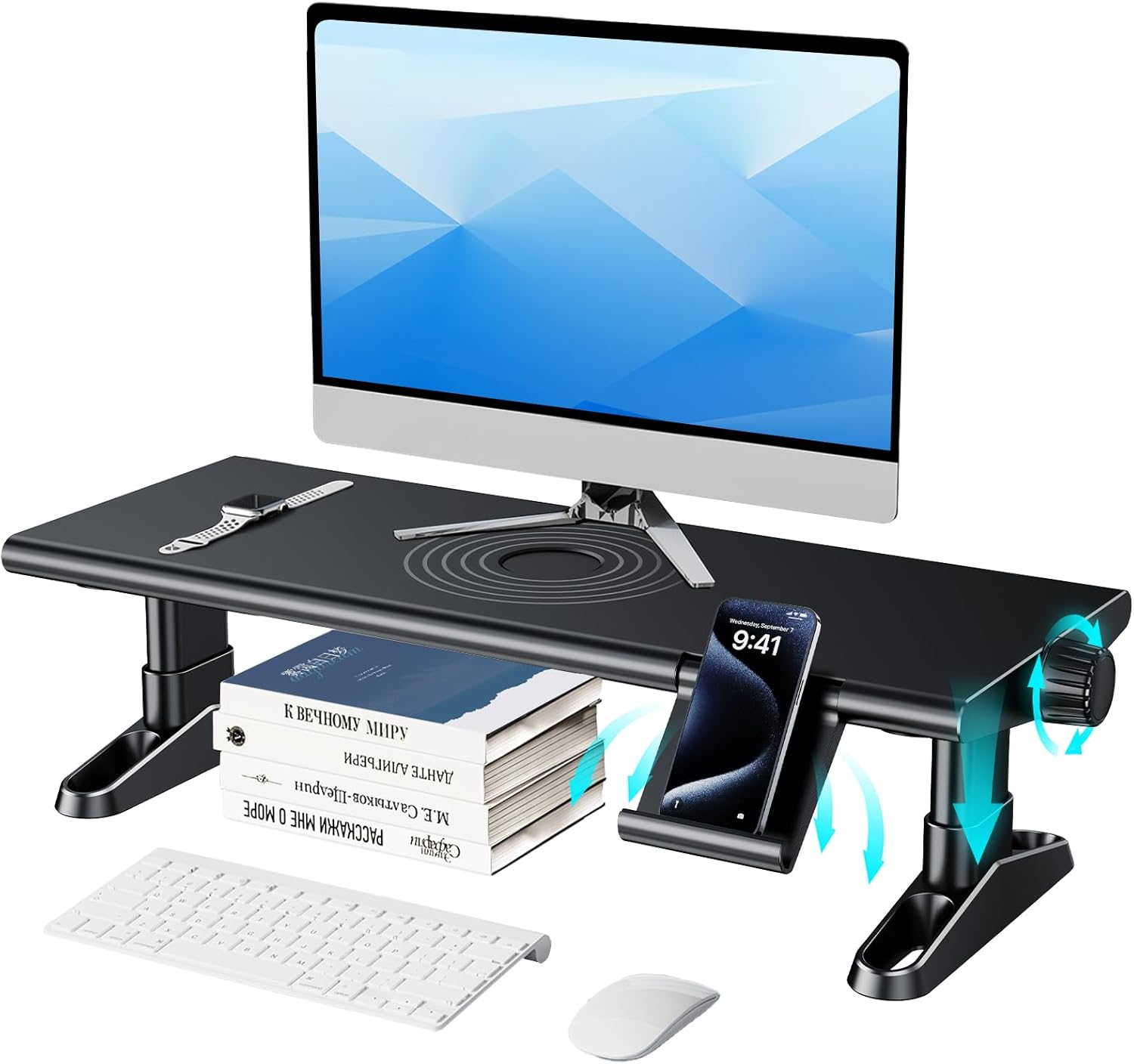 Computer Monitor Stand Riser for Desk, Adjustable Height Design
