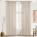 Textured Semi Sheer Burlap Curtains 84 in Long - Light Filtering